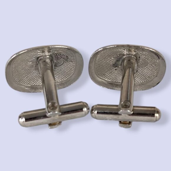 (2/$20) Vintage Rounded Crosshatch Cufflinks - Picture 4 of 7